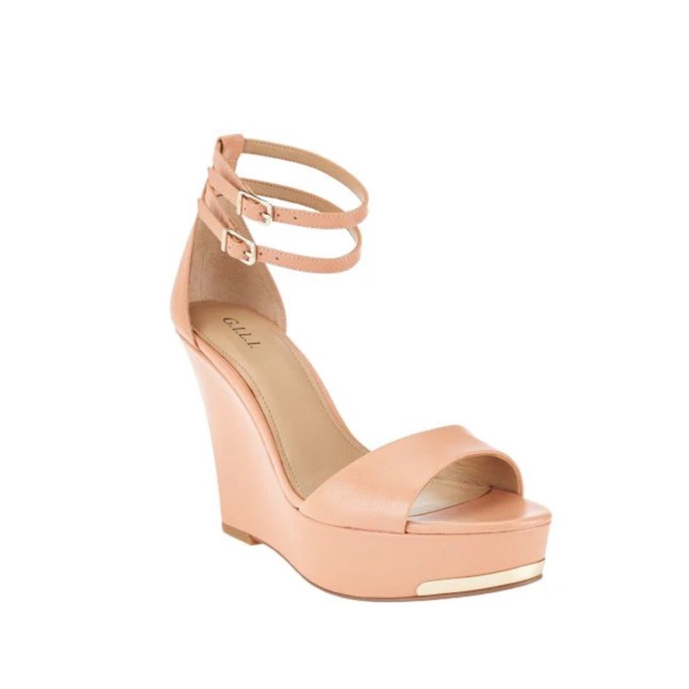 G.I.L.I. Double-Ankle Strap Apricot Wedge Sandals
